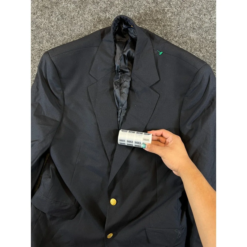 Brooks Brothers Brooksease Navy Wool Loro Piana Blazer Gold Buttons Mens 42R